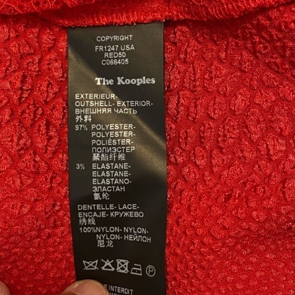 The Kooples Red Lace Illusion Mini Dress short sleeve Size XS - Picture 8 of 9